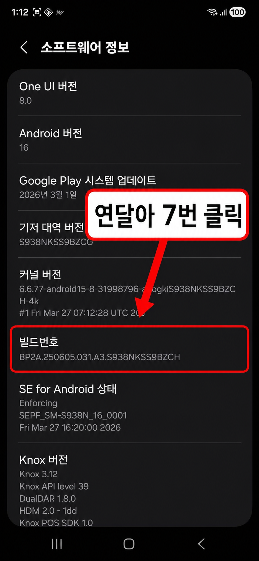 빌드번호를 연달아 7번 클릭하는 안내